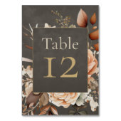 Elegant Taupe Floral Wedding Table Number Kaart (Achterkant)