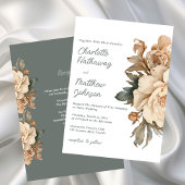 Elegant Taupe Floral Wedding With Sage Green Kaart