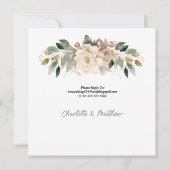 Elegant Taupe Floral Wedding with Sage Green Kaart (Achterkant)