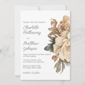 Elegant Taupe Floral Wedding With Sage Green Kaart (Voorkant)
