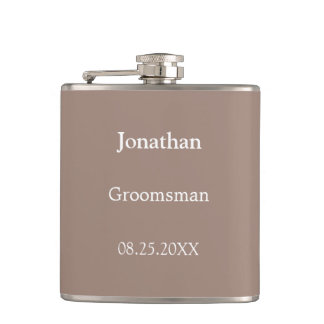 Elegant Taupe gepersonaliseerde groomsman Flask Heupfles