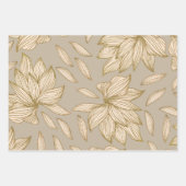 Elegant Taupe Gold Glitter Floral Line Art Inpakpapier Vel (Voorkant)