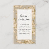 Elegant Taupe Gold Glitter Floral Line Art Klantenkaartje (Achterkant)