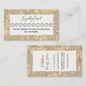 Elegant Taupe Gold Glitter Floral Line Art Klantenkaartje (Voorkant / Achterkant)