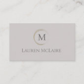 Elegant Taupe Gray Circle Monogram Business Card Visitekaartje (Voorkant)