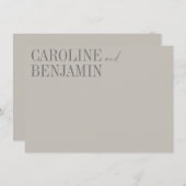 Elegant Taupe Gray Custom Name Weddenschap Station Notitiekaartje (Voorkant / Achterkant)
