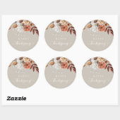 Elegant Taupe Herfst Floral Happy Thanksgiving Ronde Sticker (Vel)