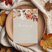 Elegant Taupe Herfst Floral Thanksgiving Dinner Kaart