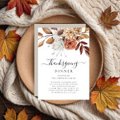 Elegant Taupe Herfst Floral Thanksgiving Dinner Kaart