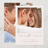 Elegant Taupe Ivory Foto Bruiloft Save The Date (Voorkant / Achterkant)