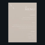 Elegant taupe modern minimalistisch huwelijksmenu menu<br><div class="desc">Modern huwelijksmenu met elegant minimalistisch typografisch ontwerp in taupe-kleur.</div>