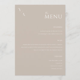 Elegant taupe modern minimalistisch huwelijksmenu menu