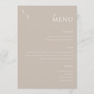 Elegant taupe modern minimalistisch huwelijksmenu menu