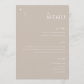 Elegant taupe modern minimalistisch huwelijksmenu menu (Voorkant)