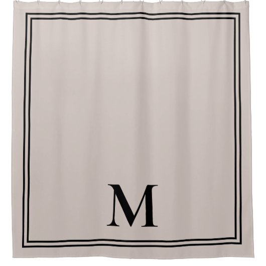 Elegant taupe-monogram douchegordijn (Voorkant)