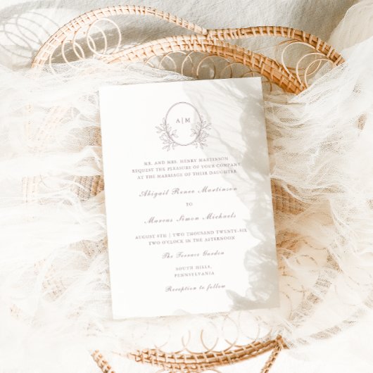 Elegant Taupe Monogram QR RSVP Fotobruiloft Kaart