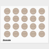 Elegant Taupe Monogram Wedding Ronde Sticker (Vel)