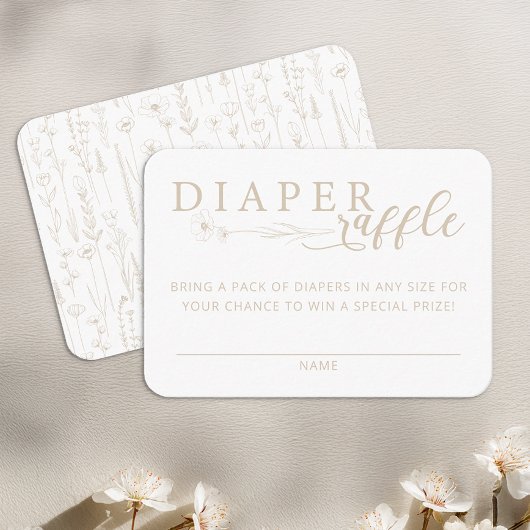 Elegant Taupe Neutral Baby Shower Diaper Raffle Informatiekaartje