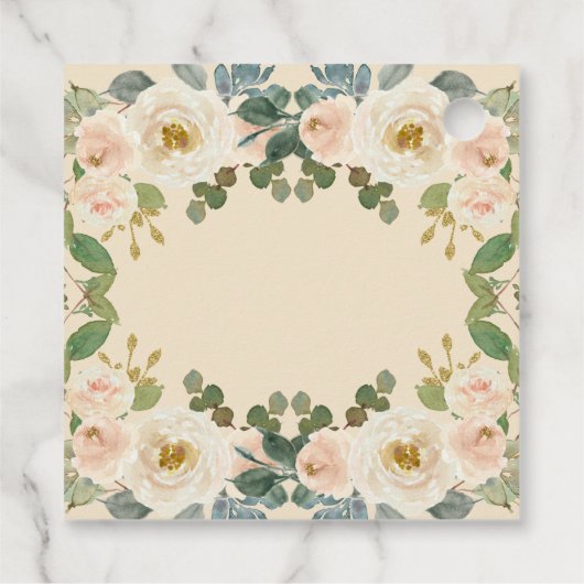 Elegant Taupe Peach Bloemen Baby shower Bedankjes Labels (Achterkant)