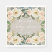 Elegant Taupe Peach Bloemen Baby shower Servet (Voorkant)