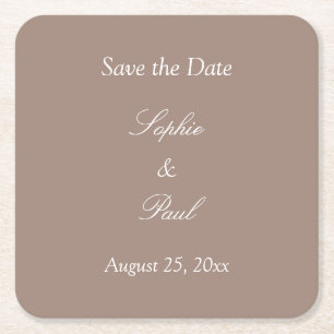 Elegant Taupe Save the Date Kartonnen Onderzetters