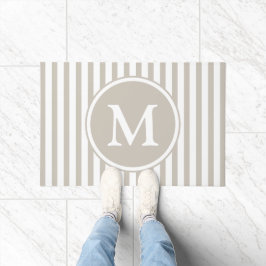 Elegant Taupe Stripes Monogram Deurmat