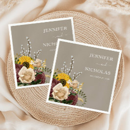 Elegant Taupe Sunflower Weddenschap Servet