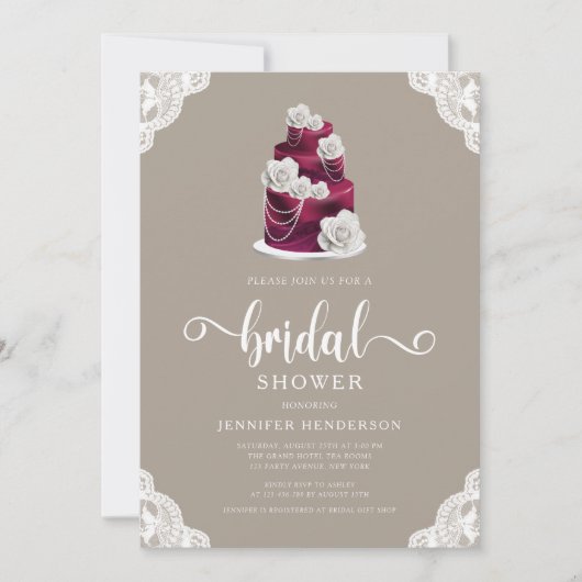 Elegant Taupe Trouwtaart Vrijgezellenfeest Kaart (Voorkant)