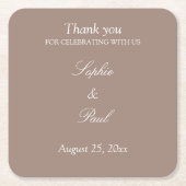 Elegant Taupe Wedding Bedankt Kartonnen Onderzetters (Voorkant)