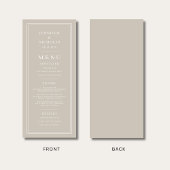 Elegant Taupe Wedding Menu