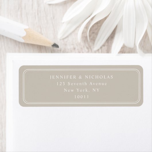 Elegant Taupe Wedding Return Address Etiket (Insitu)