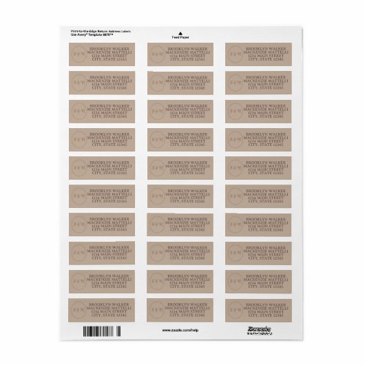 Elegant Taupe Wedding Return Address Label (Full Sheet)