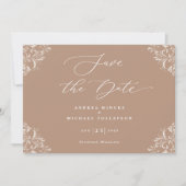 Elegant Taupe Wedding Save the Date Cards (Voorkant)