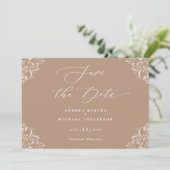 Elegant Taupe Wedding Save the Date Cards (Staand voorkant)