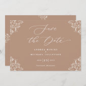 Elegant Taupe Wedding Save the Date Cards (Voorkant / Achterkant)