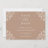 Elegant Taupe Wedding Save the Date Cards (Voorkant)