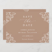 Elegant Taupe Wedding Save the Date Cards (Voorkant / Achterkant)