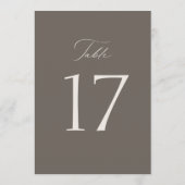 Elegant Taupe Wedding Table Number  Bedankkaart (Achterkant)