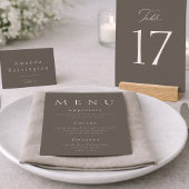 Elegant Taupe Wedding Table Number  Bedankkaart