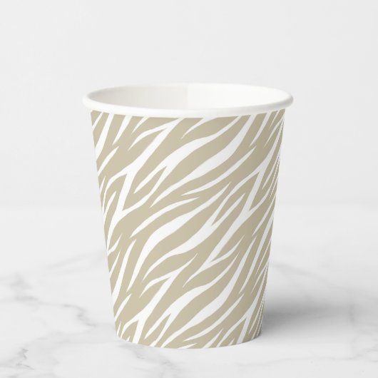 Elegant Taupe & White Pastel Trendy Rustic Zebra Papieren Bekers (Links)