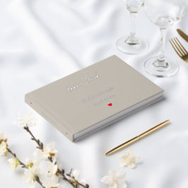 Elegant Taupe Zilverfolie Bruiloften Jubileum Gastenboek