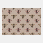 Elegant taupe, zwarte en zwarte roze bijen inpakpapier vel (Voorkant 3)