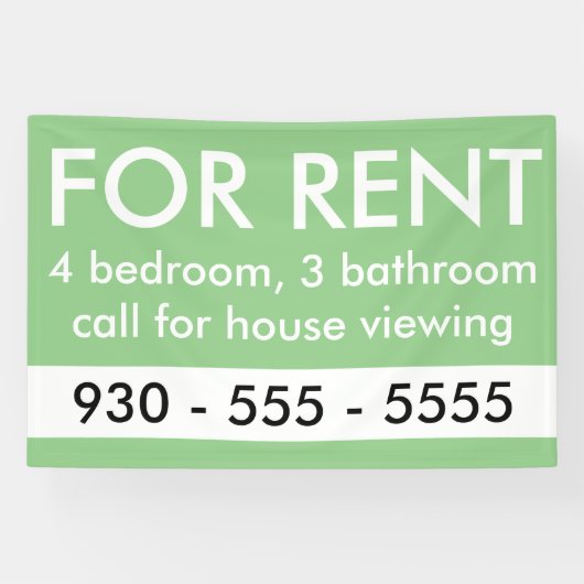 Elegant Te Huur Custom Vastgoed Agent Spandoek (Horizontaal)