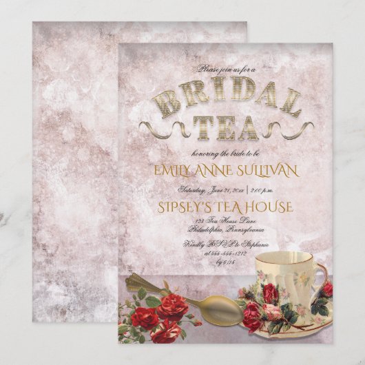 Elegant  Tea-Cup Floral Bridal Tea Shower Kaart (Voorkant / Achterkant)