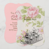 elegant tea cup  florale verjaardag kaart (Voorkant / Achterkant)