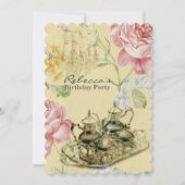 elegant tea cup  florale verjaardag kaart (Voorkant)