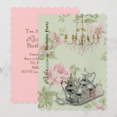 elegant tea cup  florale verjaardag kaart (Voorkant / Achterkant)