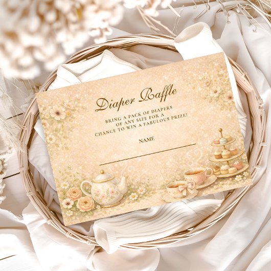 Elegant Tea Garden Diapper Raffle Informatiekaartje