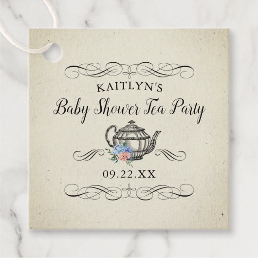 Elegant  Tea Party | BABY SHOWER Bedankjes Labels (Voorkant)