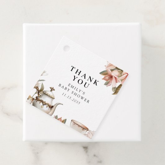 Elegant Tea Party Baby shower Bedankjes Labels (In situ)